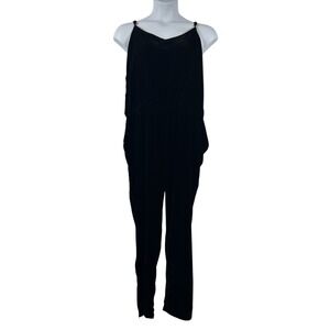 Gap Maternity Black Velvet Overalls Jumpsuit‎ XXL Sleeveless Pockets Holiday